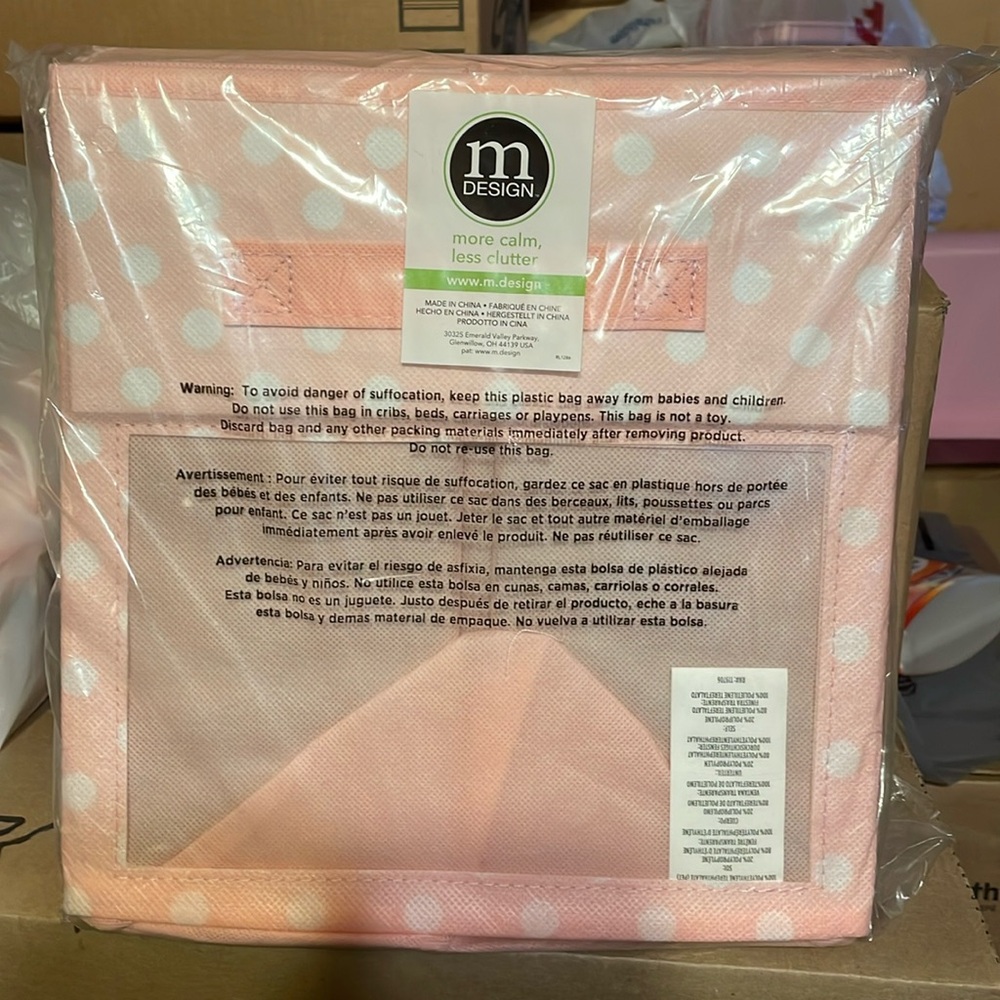 Pale pink with polka a dots foldable cube bins
